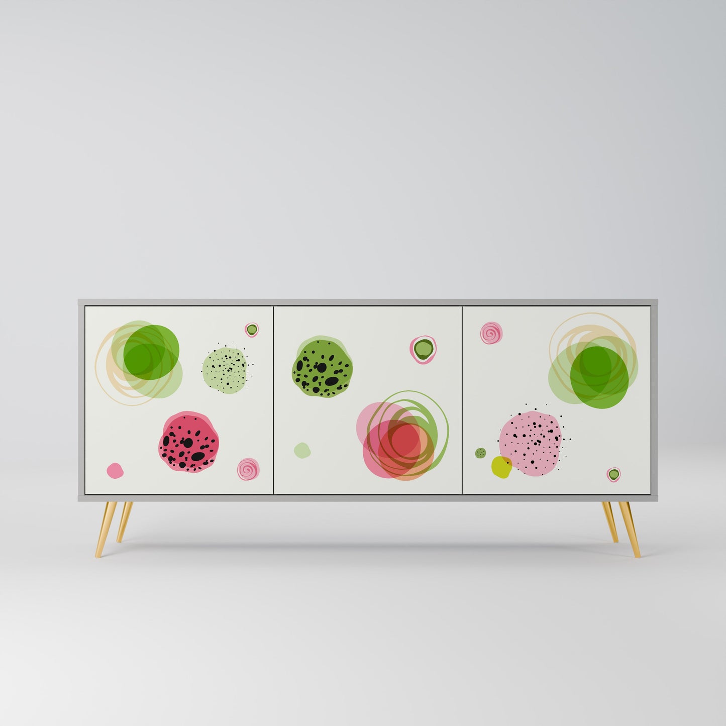 COLORFUL COSMOS 3-Door Sideboard in Grey Finish
