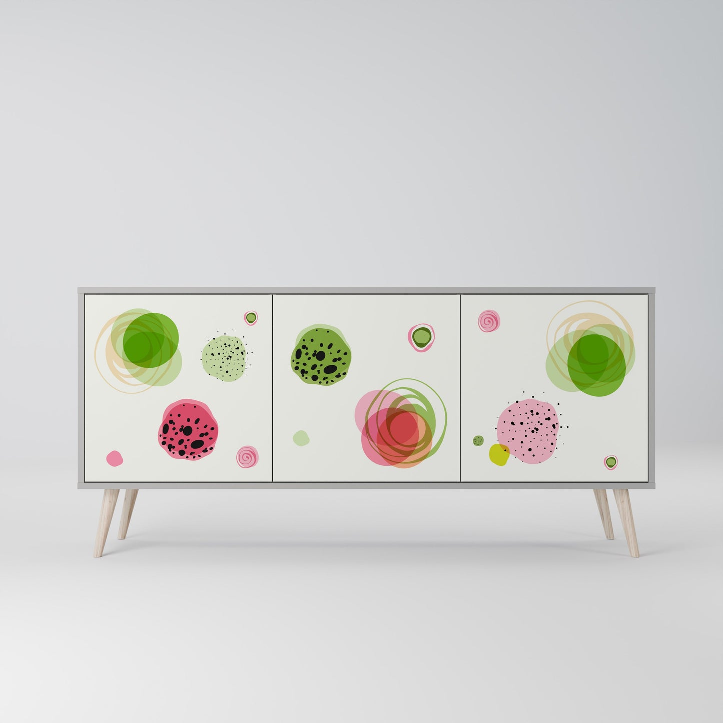 COLORFUL COSMOS 3-Door Sideboard in Grey Finish