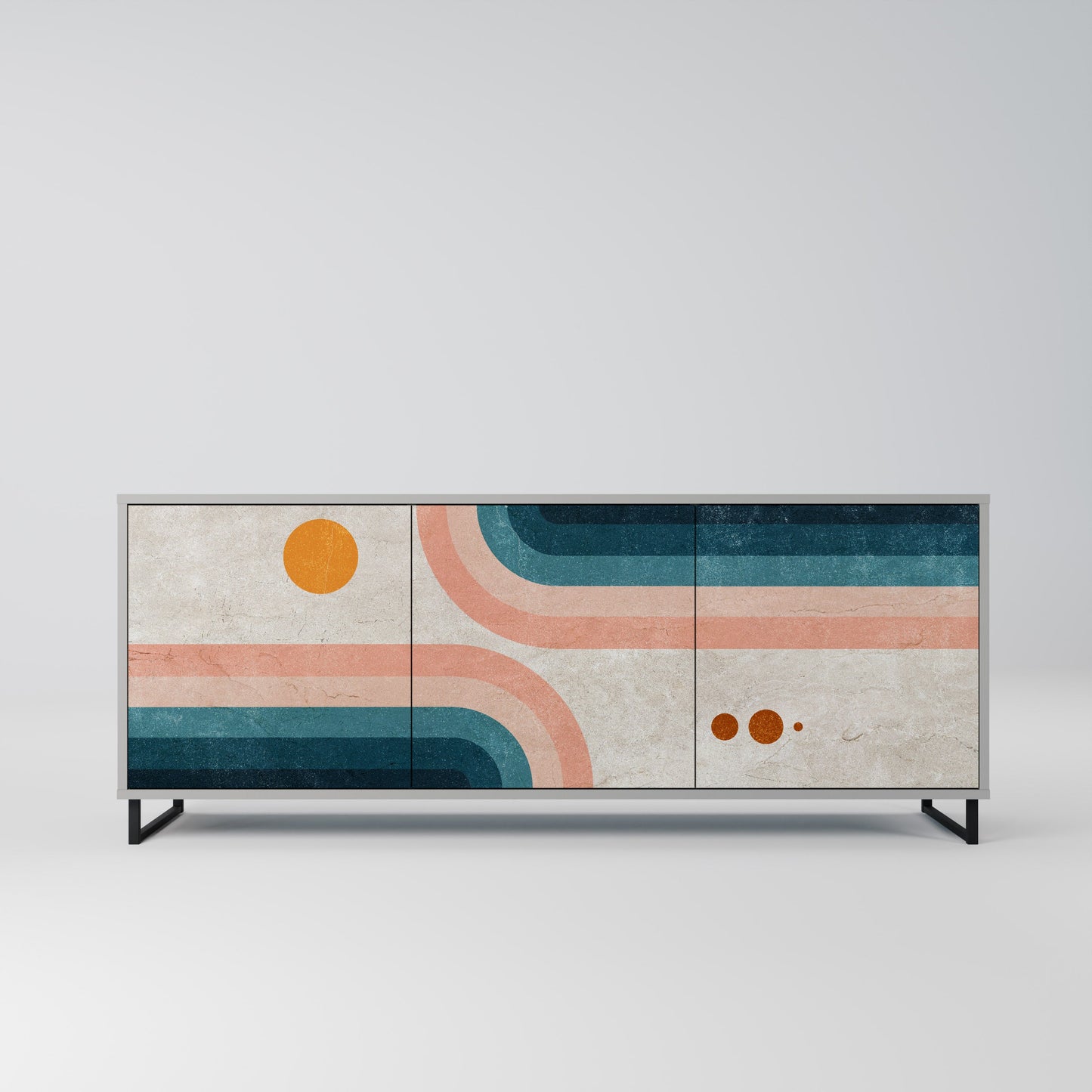 Credenza a 3 ante TWO HALVES in finitura grigia