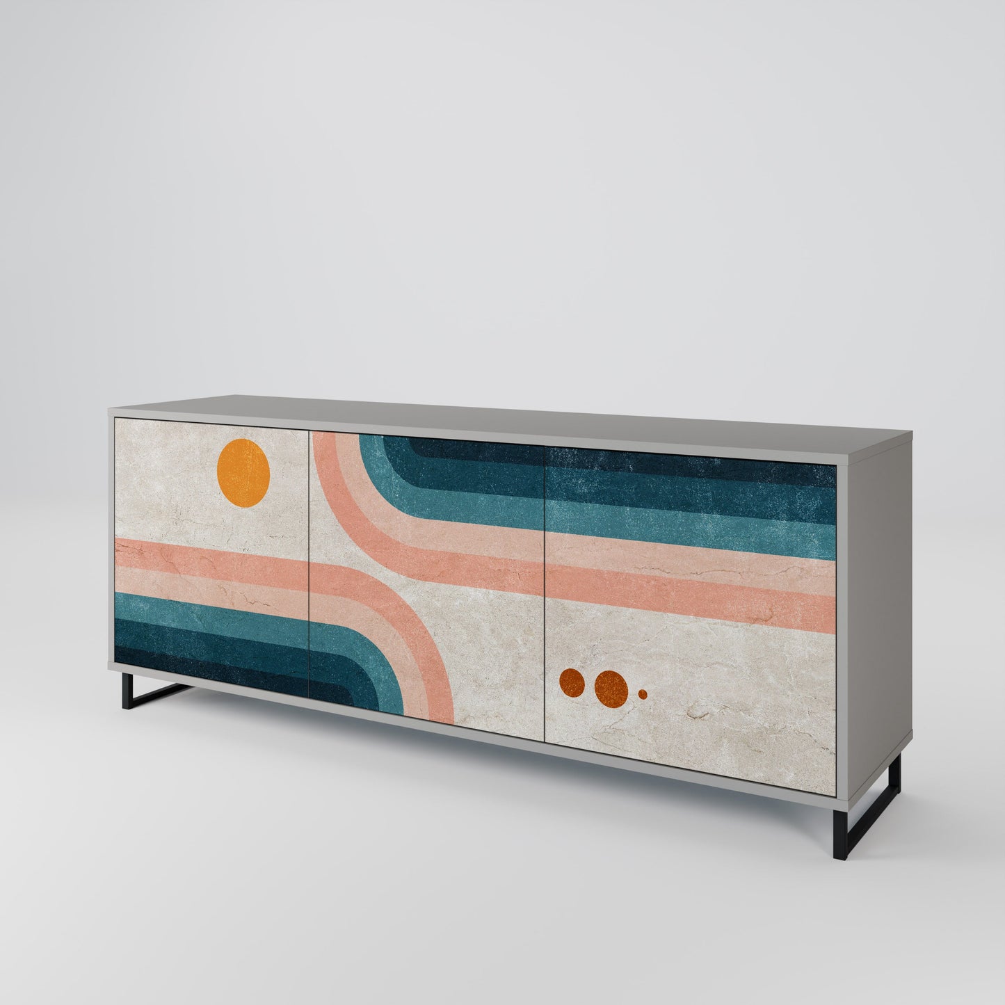 Credenza a 3 ante TWO HALVES in finitura grigia