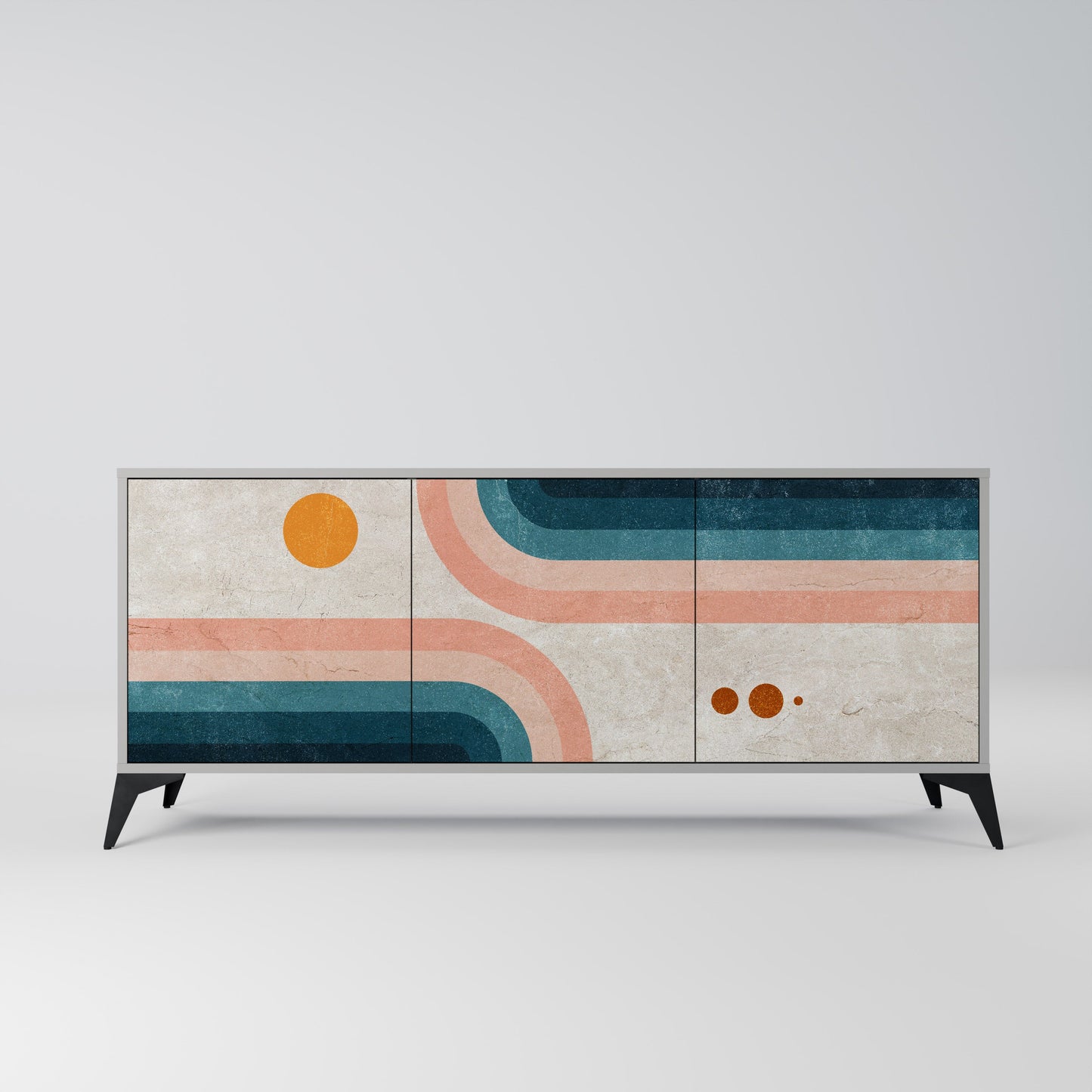 Credenza a 3 ante TWO HALVES in finitura grigia