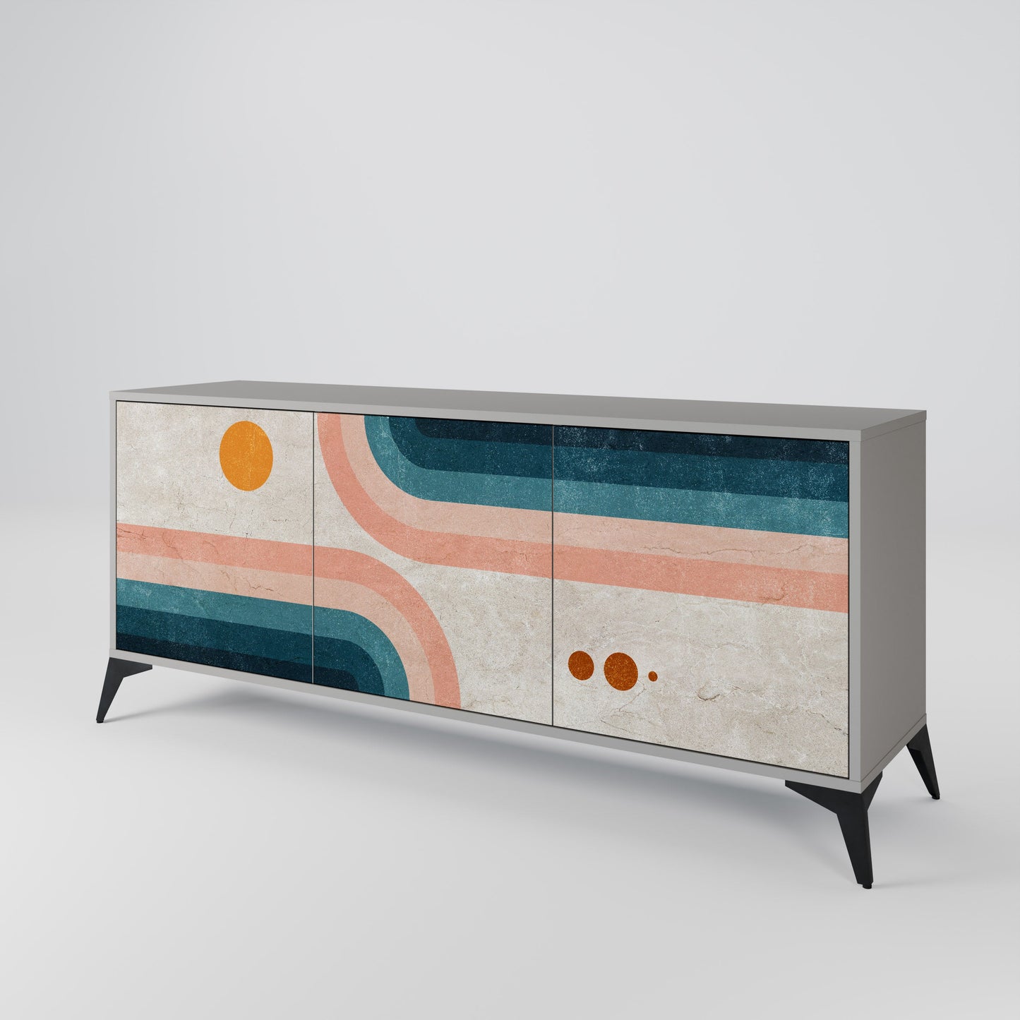 Credenza a 3 ante TWO HALVES in finitura grigia