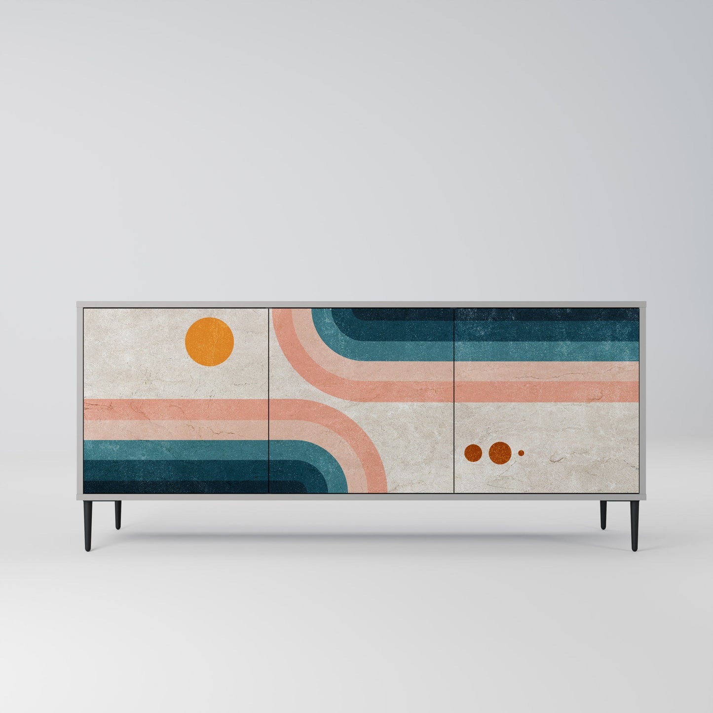 Credenza a 3 ante TWO HALVES in finitura grigia