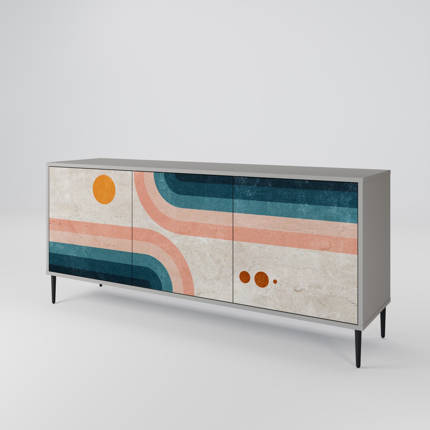 Credenza a 3 ante TWO HALVES in finitura grigia