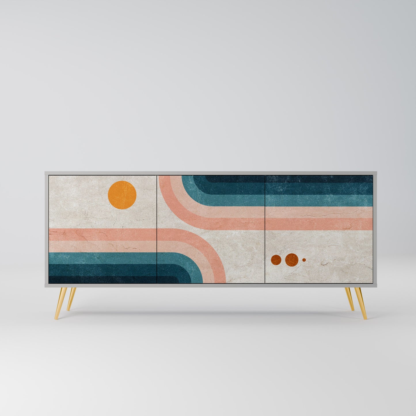 Credenza a 3 ante TWO HALVES in finitura grigia