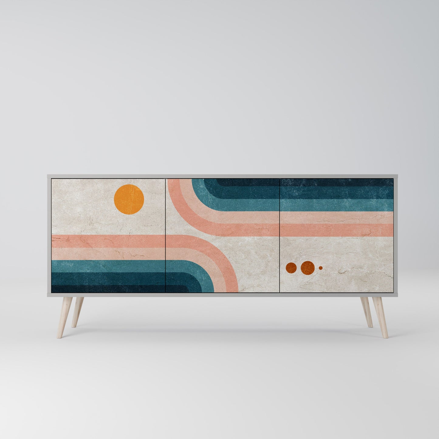 Credenza a 3 ante TWO HALVES in finitura grigia