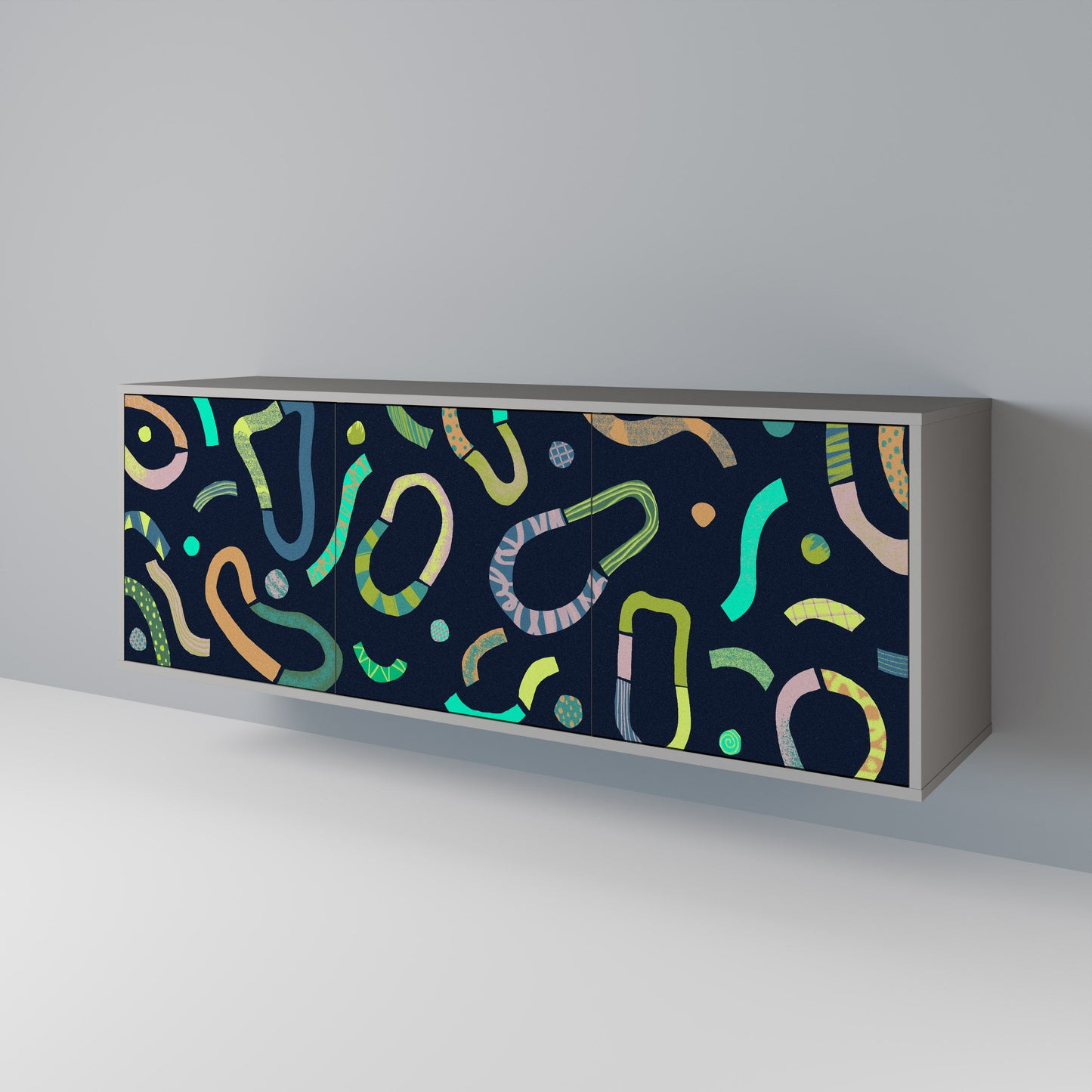 CONTRAST DANCE 3-Door Sideboard in Grey Finish