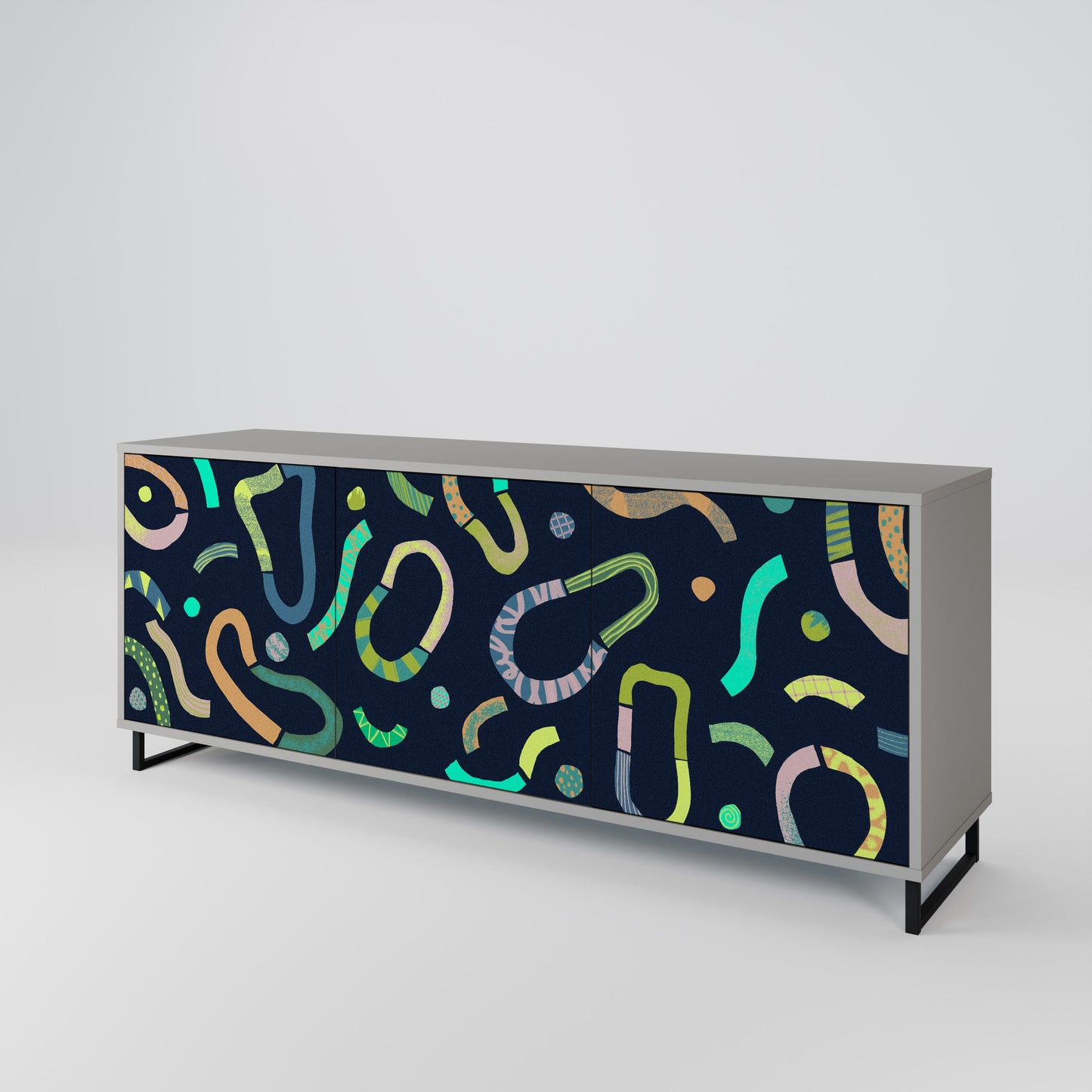 CONTRAST DANCE 3-Door Sideboard in Grey Finish