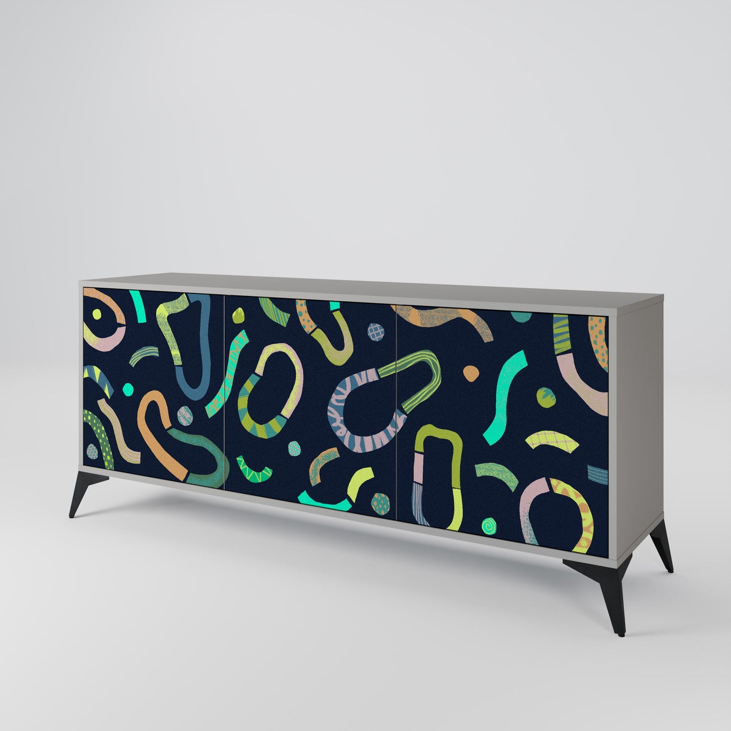 CONTRAST DANCE 3-Door Sideboard in Grey Finish