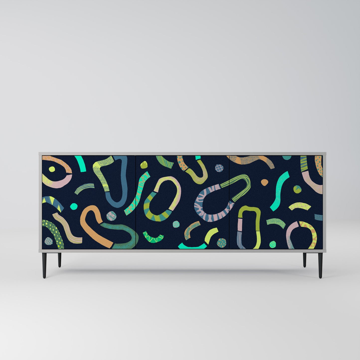 CONTRAST DANCE 3-Door Sideboard in Grey Finish