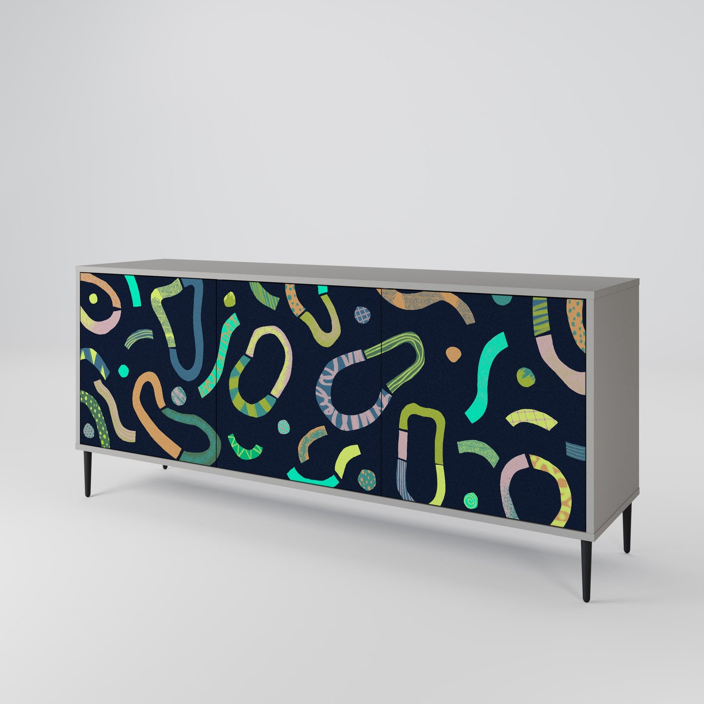 CONTRAST DANCE 3-Door Sideboard in Grey Finish