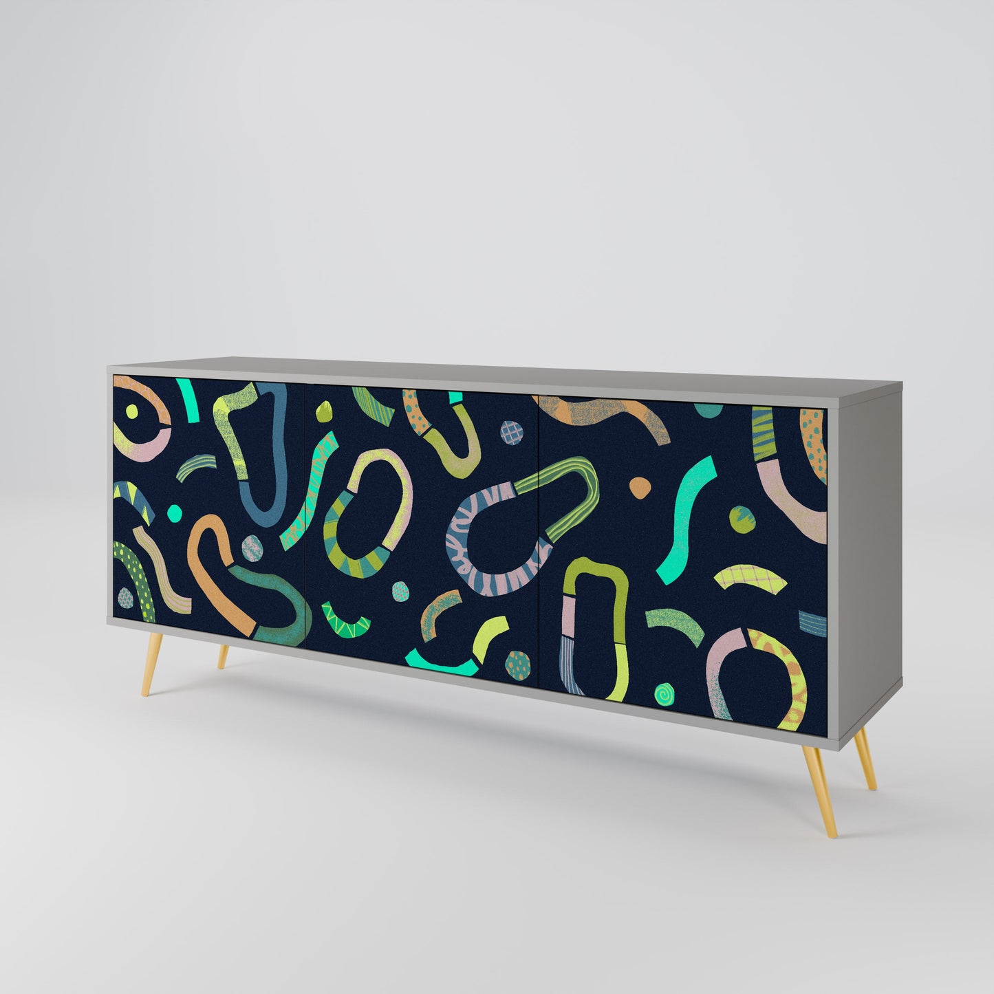 CONTRAST DANCE 3-Door Sideboard in Grey Finish