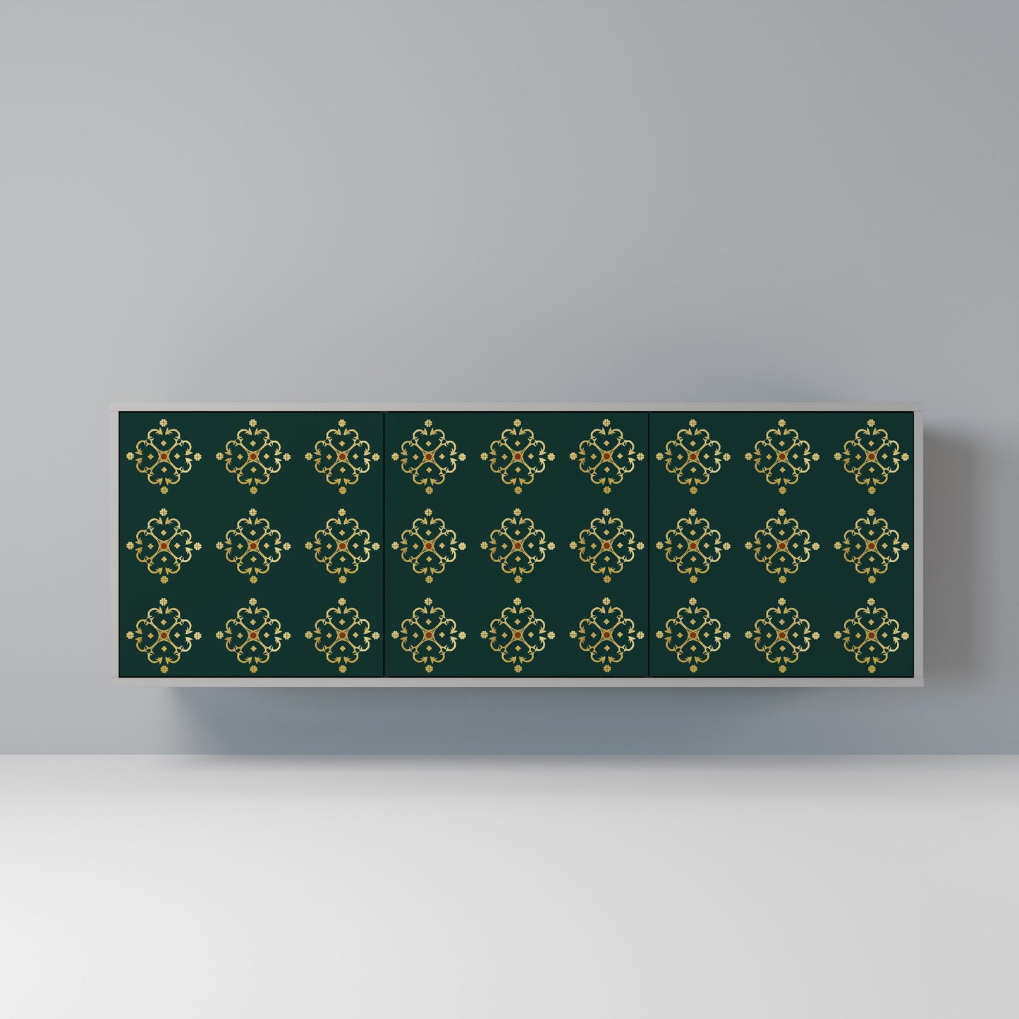 Credenza a 3 ante ROYAL MEDALLION in finitura grigia