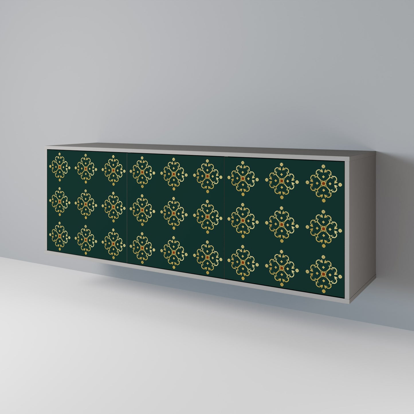 Credenza a 3 ante ROYAL MEDALLION in finitura grigia