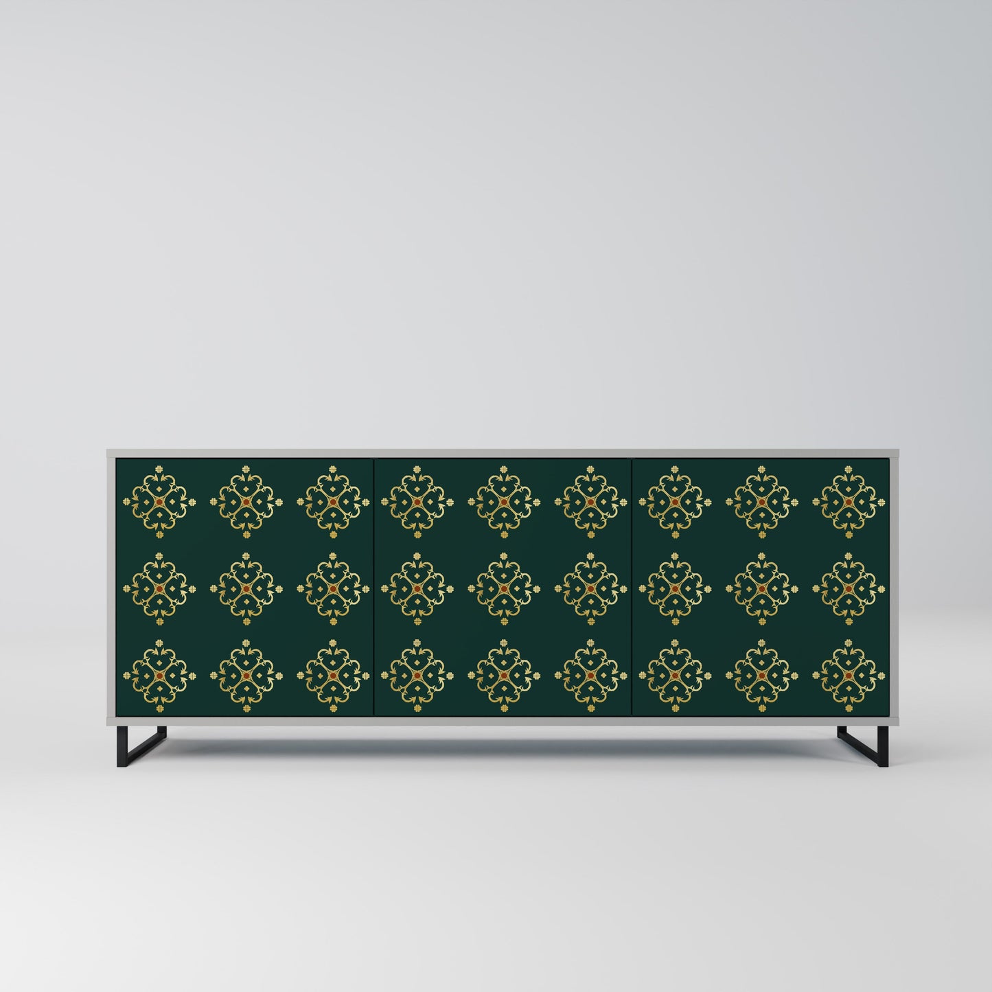 Credenza a 3 ante ROYAL MEDALLION in finitura grigia