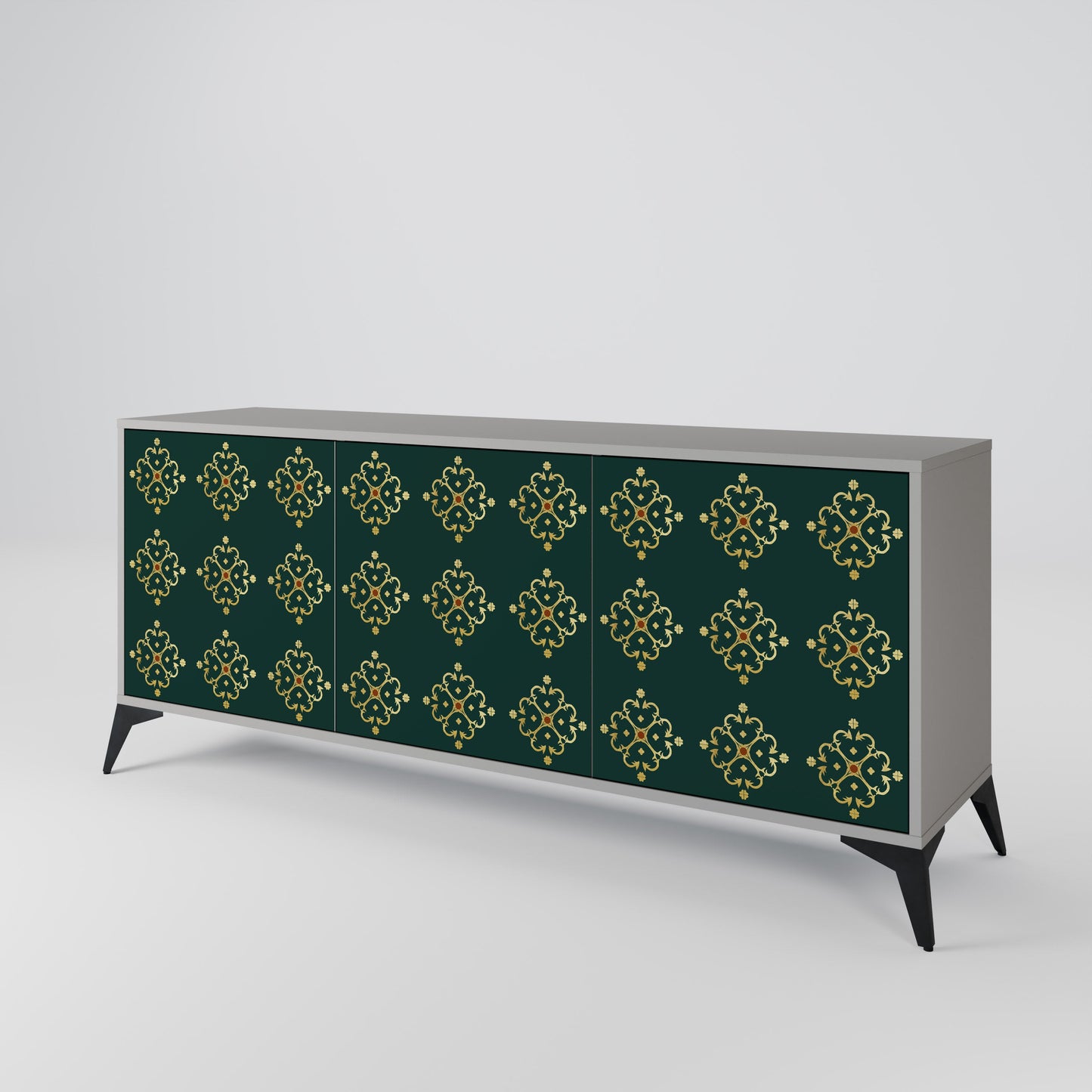 Credenza a 3 ante ROYAL MEDALLION in finitura grigia