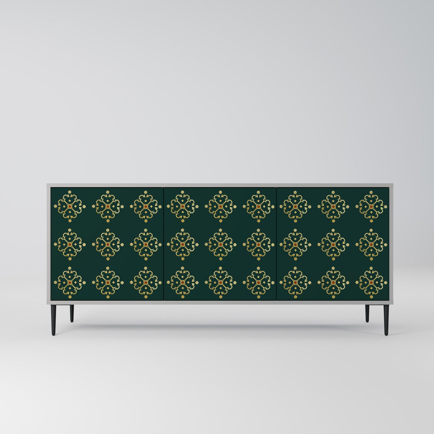 Credenza a 3 ante ROYAL MEDALLION in finitura grigia