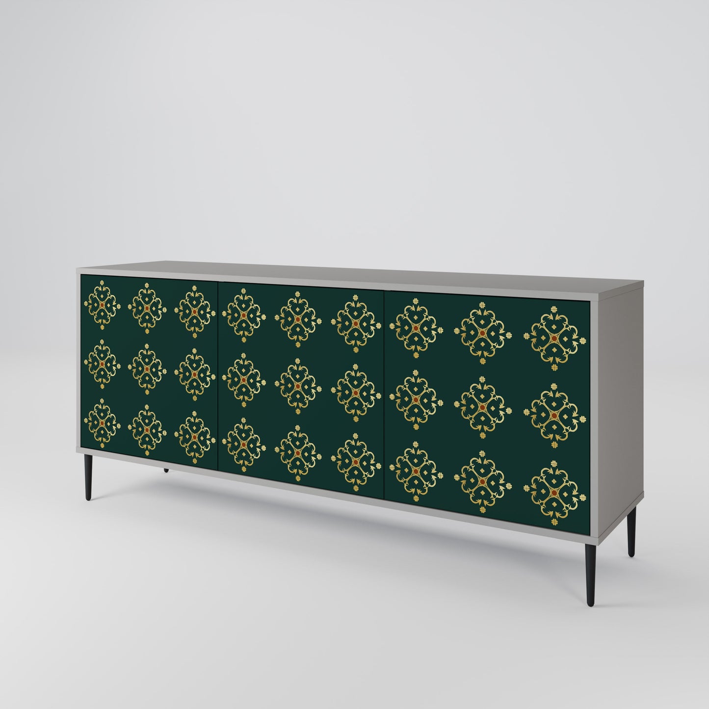 Credenza a 3 ante ROYAL MEDALLION in finitura grigia