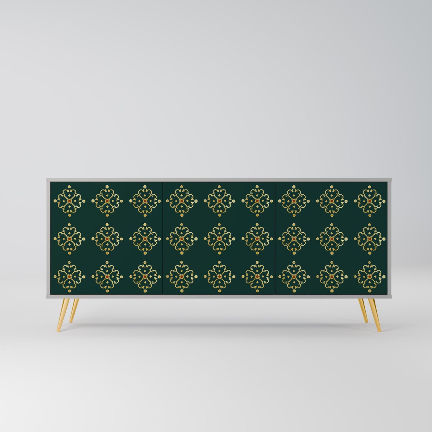 Credenza a 3 ante ROYAL MEDALLION in finitura grigia