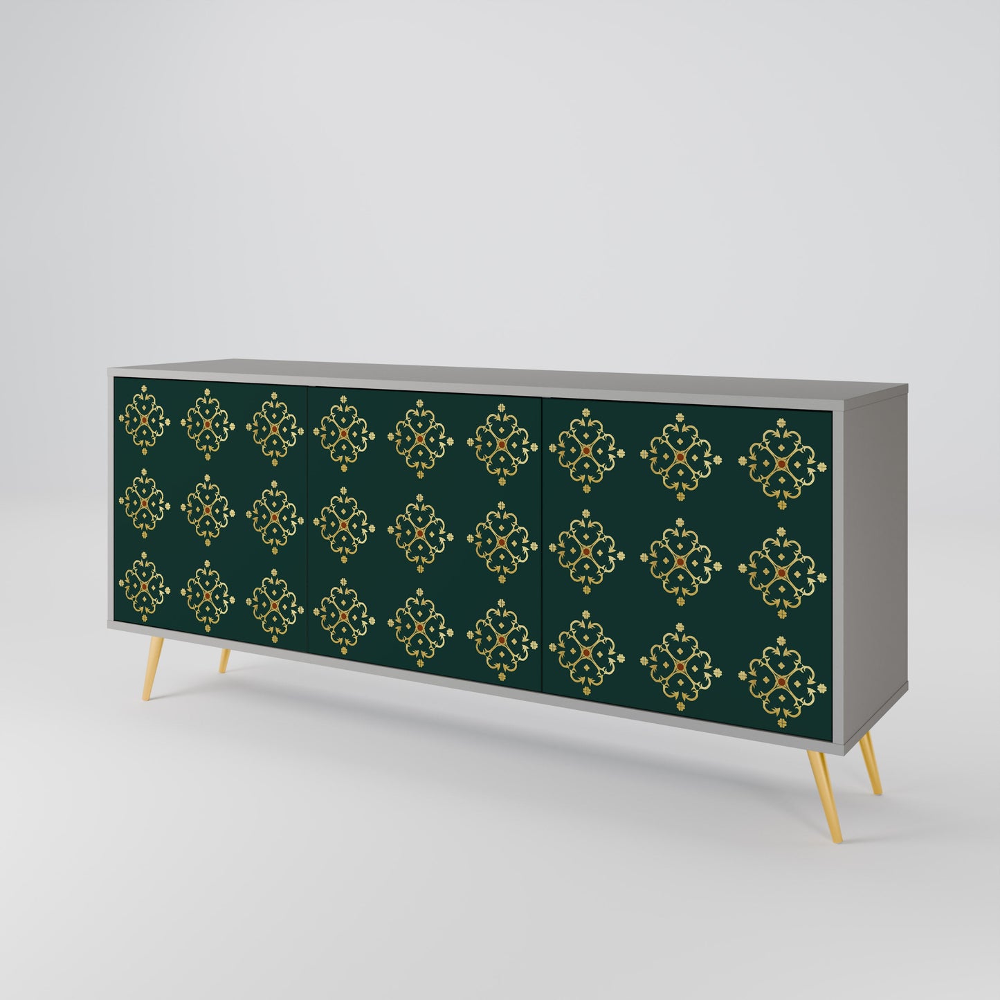 Credenza a 3 ante ROYAL MEDALLION in finitura grigia