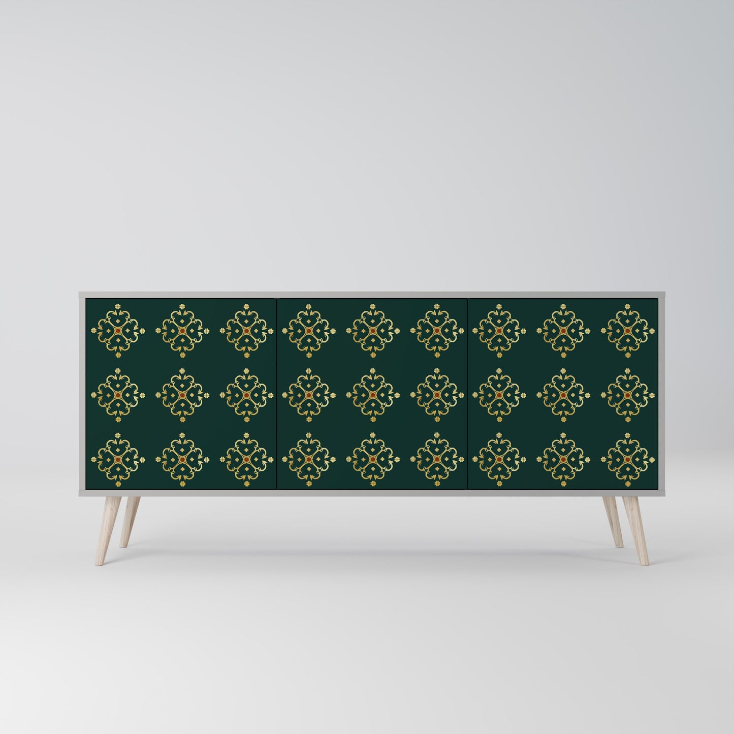Credenza a 3 ante ROYAL MEDALLION in finitura grigia
