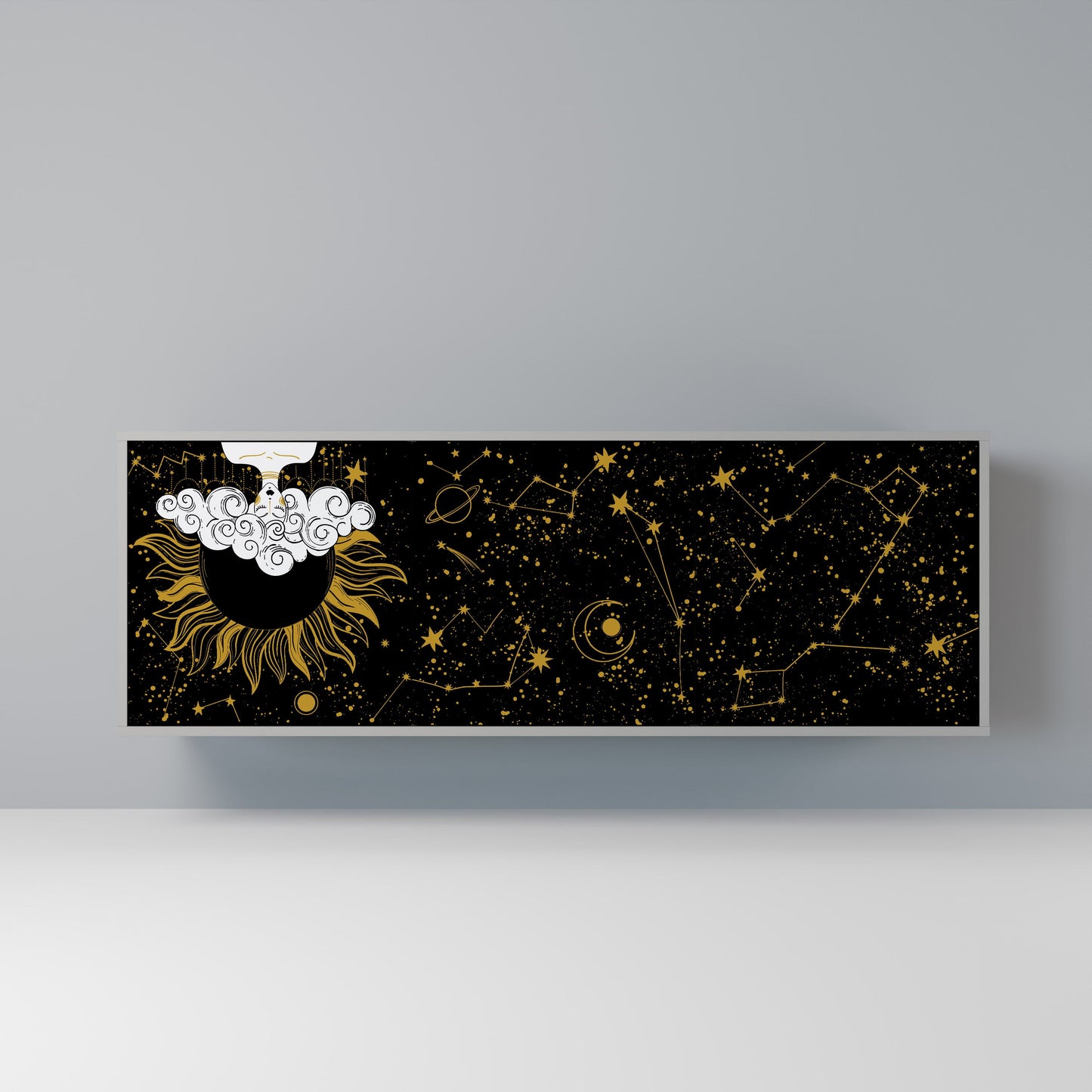 STELLAR CONSTELLATIONS 3-Door Sideboard in Grey Finish