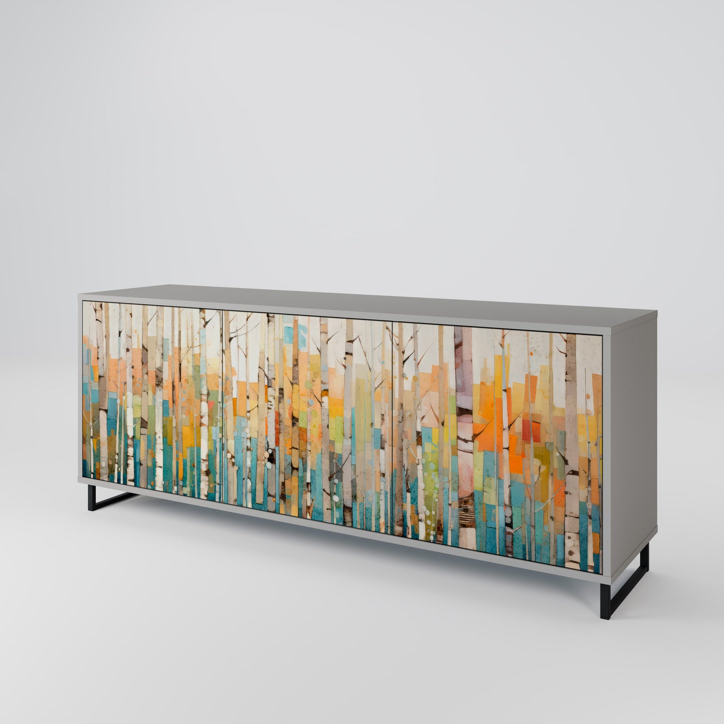 Credenza BIRCH KALEIDOSCOPE a 3 ante in finitura grigia
