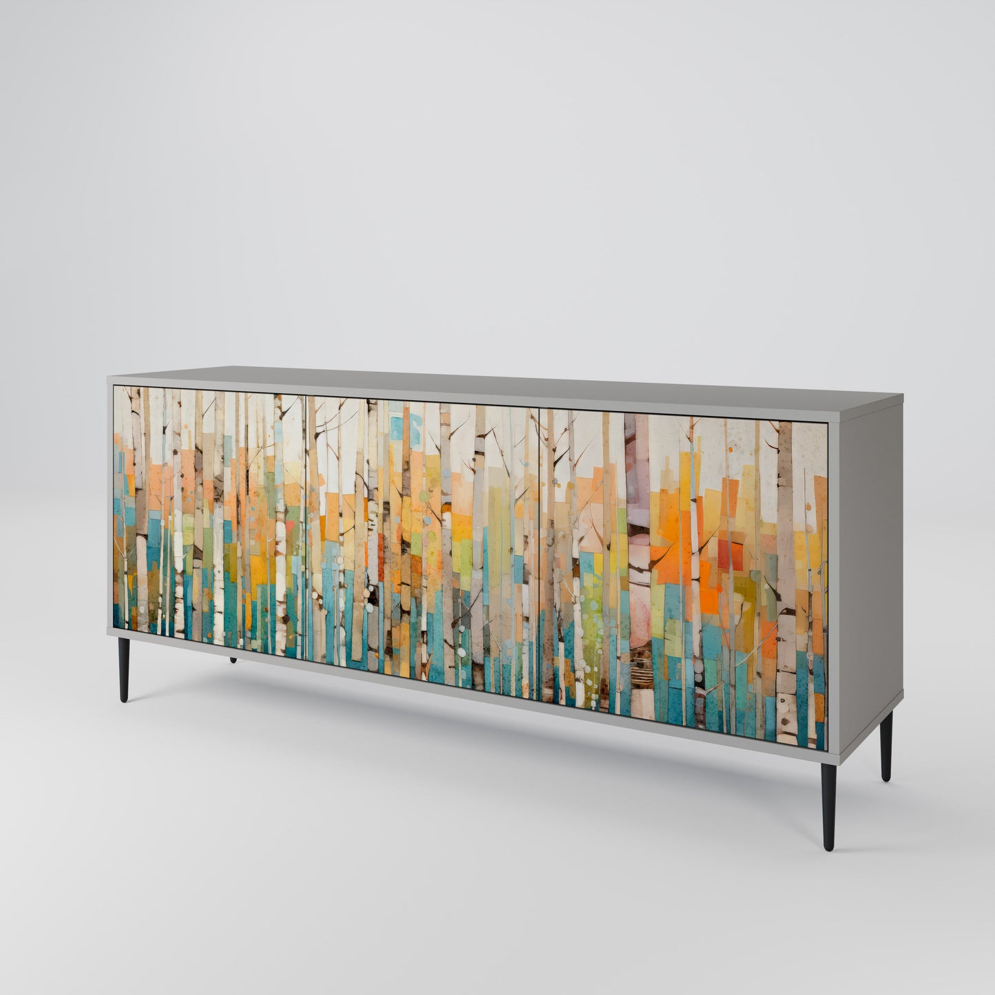 Credenza BIRCH KALEIDOSCOPE a 3 ante in finitura grigia