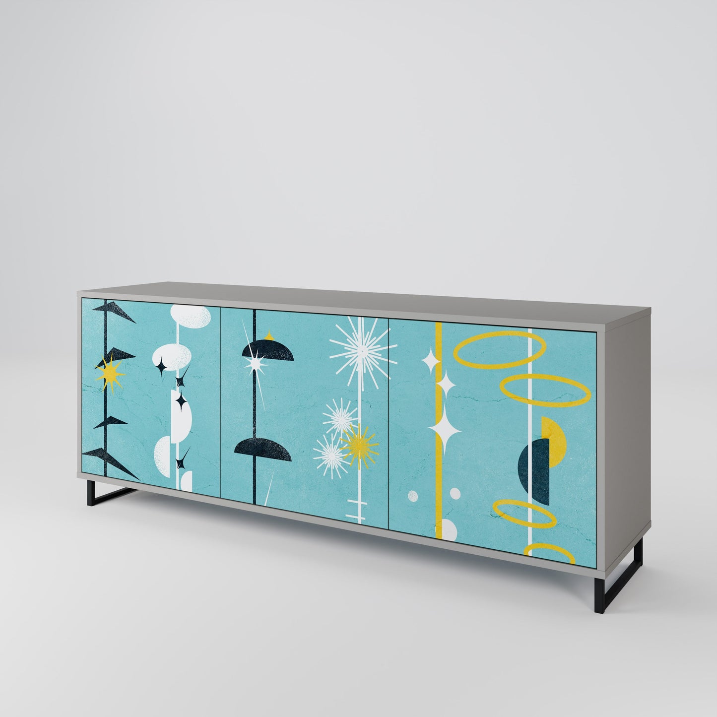 PATHS TO HAPPINESS 3-Door Sideboard in Grey Finish