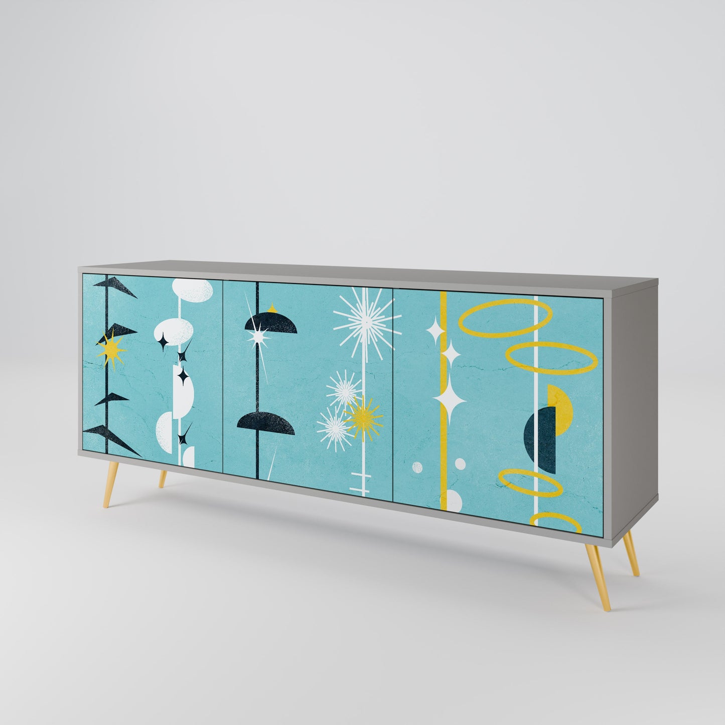 PATHS TO HAPPINESS 3-Door Sideboard in Grey Finish