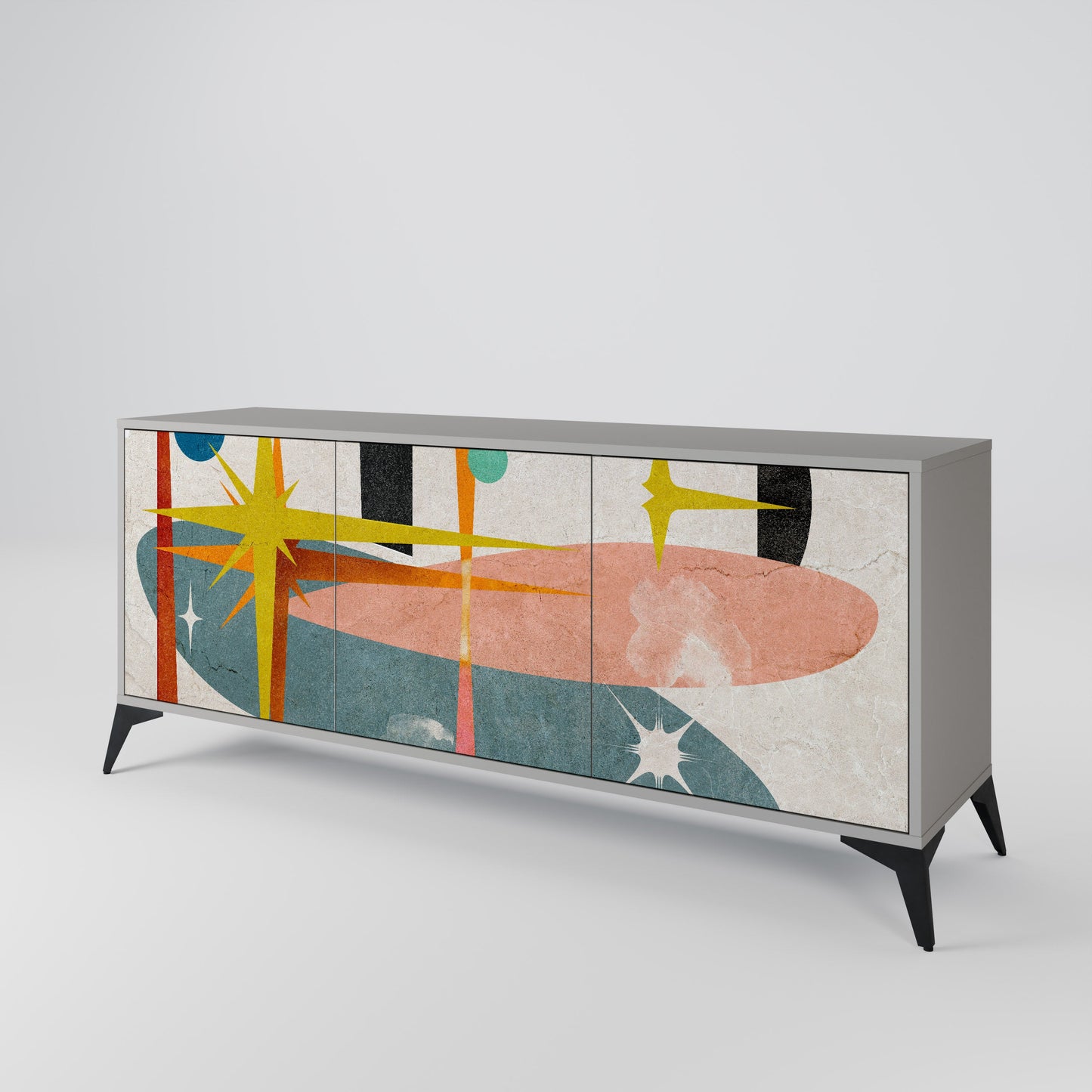 INTERSTELLAR VIBES 3-Door Sideboard in Grey Finish