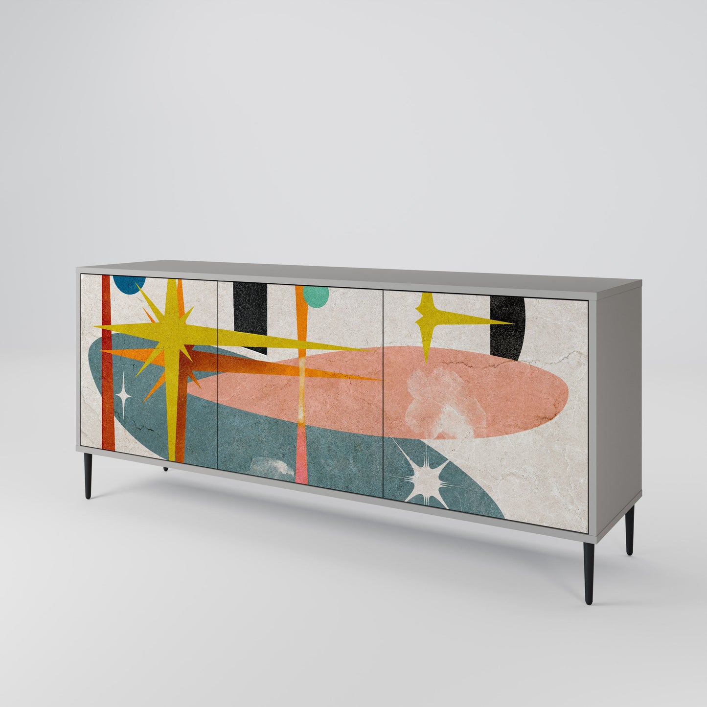 INTERSTELLAR VIBES 3-Door Sideboard in Grey Finish