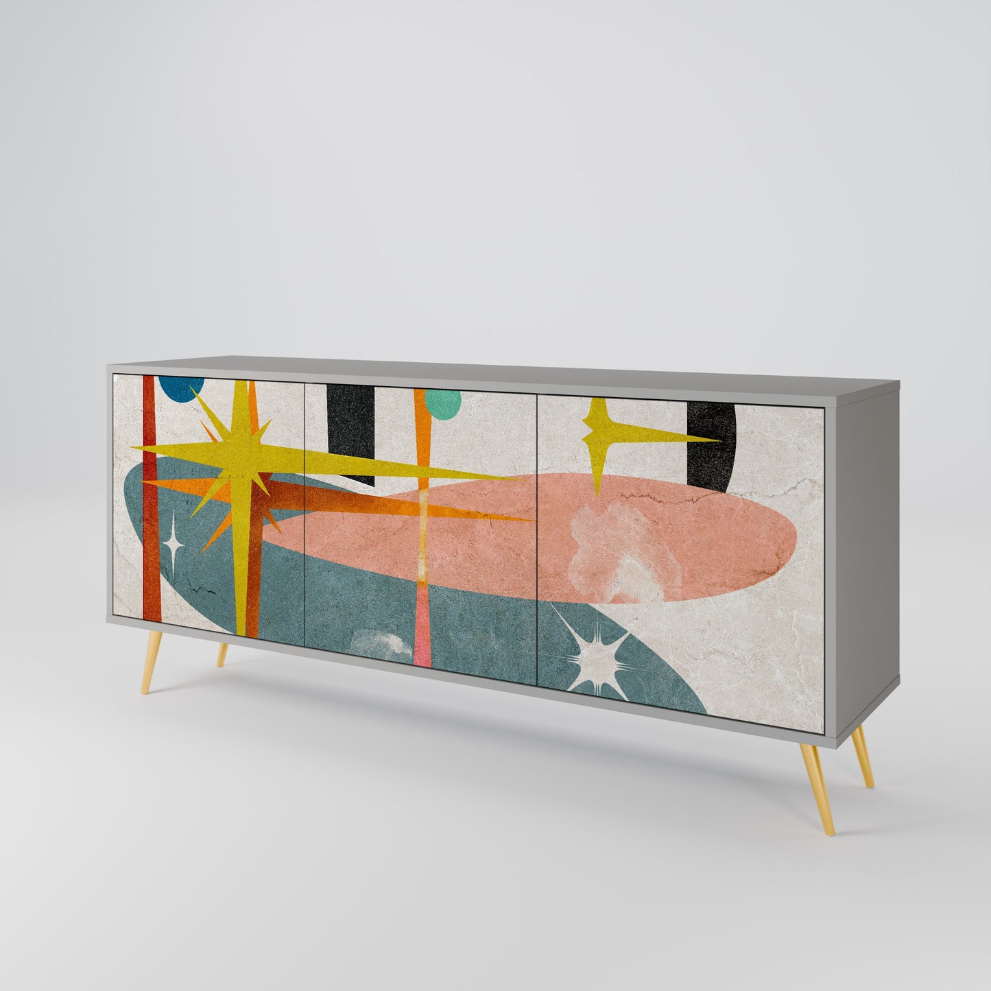 INTERSTELLAR VIBES 3-Door Sideboard in Grey Finish