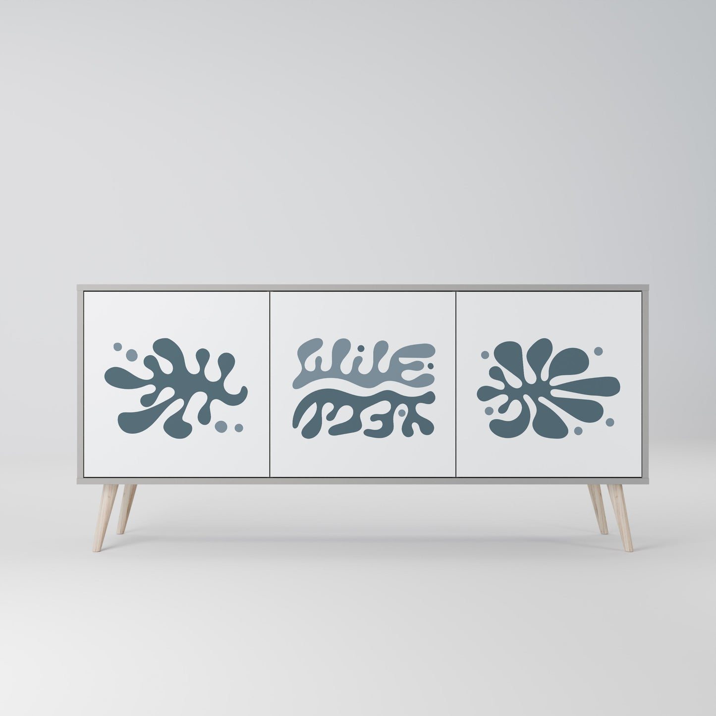 WONDERLAND VEGETATION 3-Door Sideboard in Grey Finish