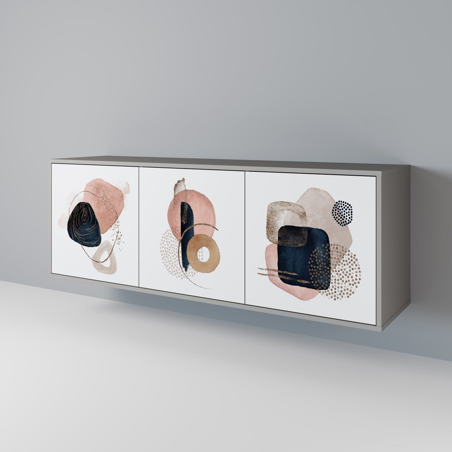 COLORFUL SHAPES 3-Door Sideboard in Grey Finish