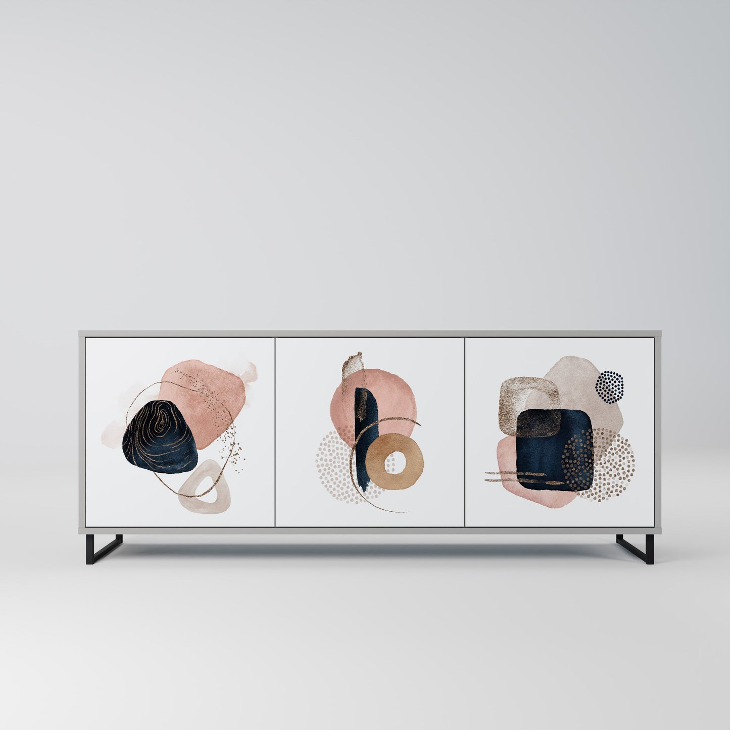 COLORFUL SHAPES 3-Door Sideboard in Grey Finish