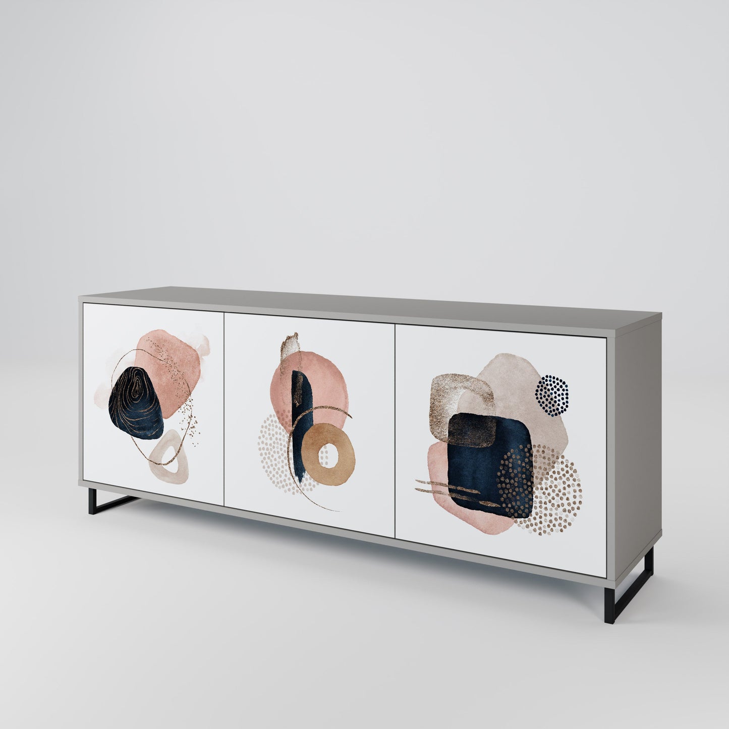 COLORFUL SHAPES 3-Door Sideboard in Grey Finish
