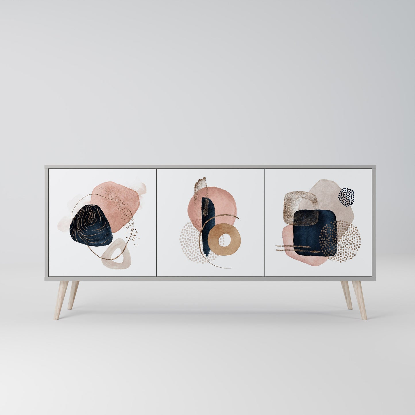 COLORFUL SHAPES 3-Door Sideboard in Grey Finish