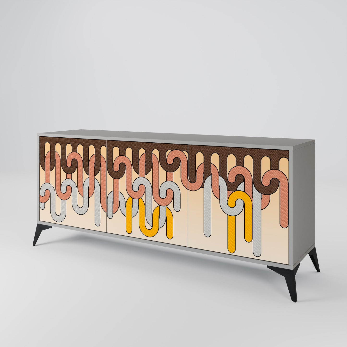 COLORFUL STRINGS 3-Door Sideboard in Grey Finish