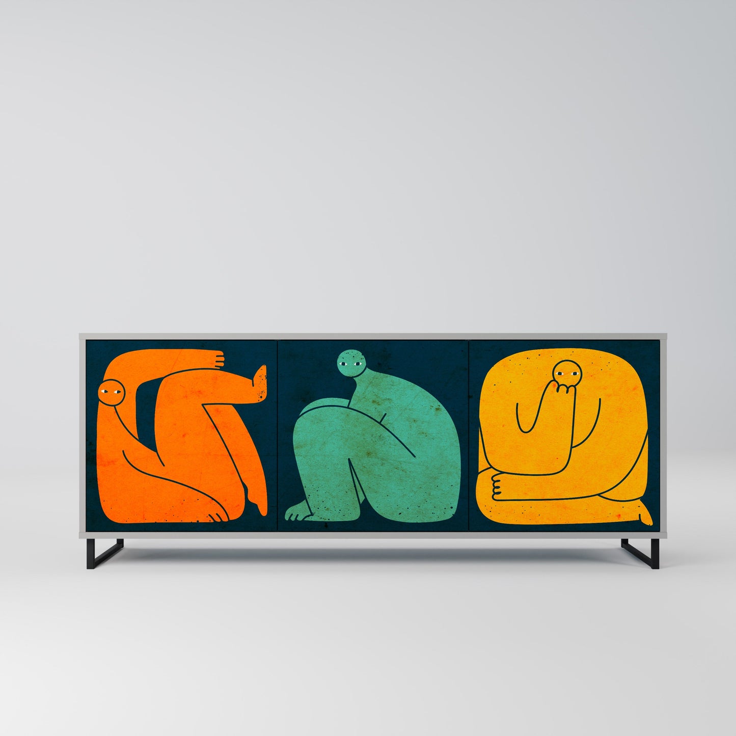 TOGETHER BUT SEPARATELY 3-Door Sideboard in Grey Finish