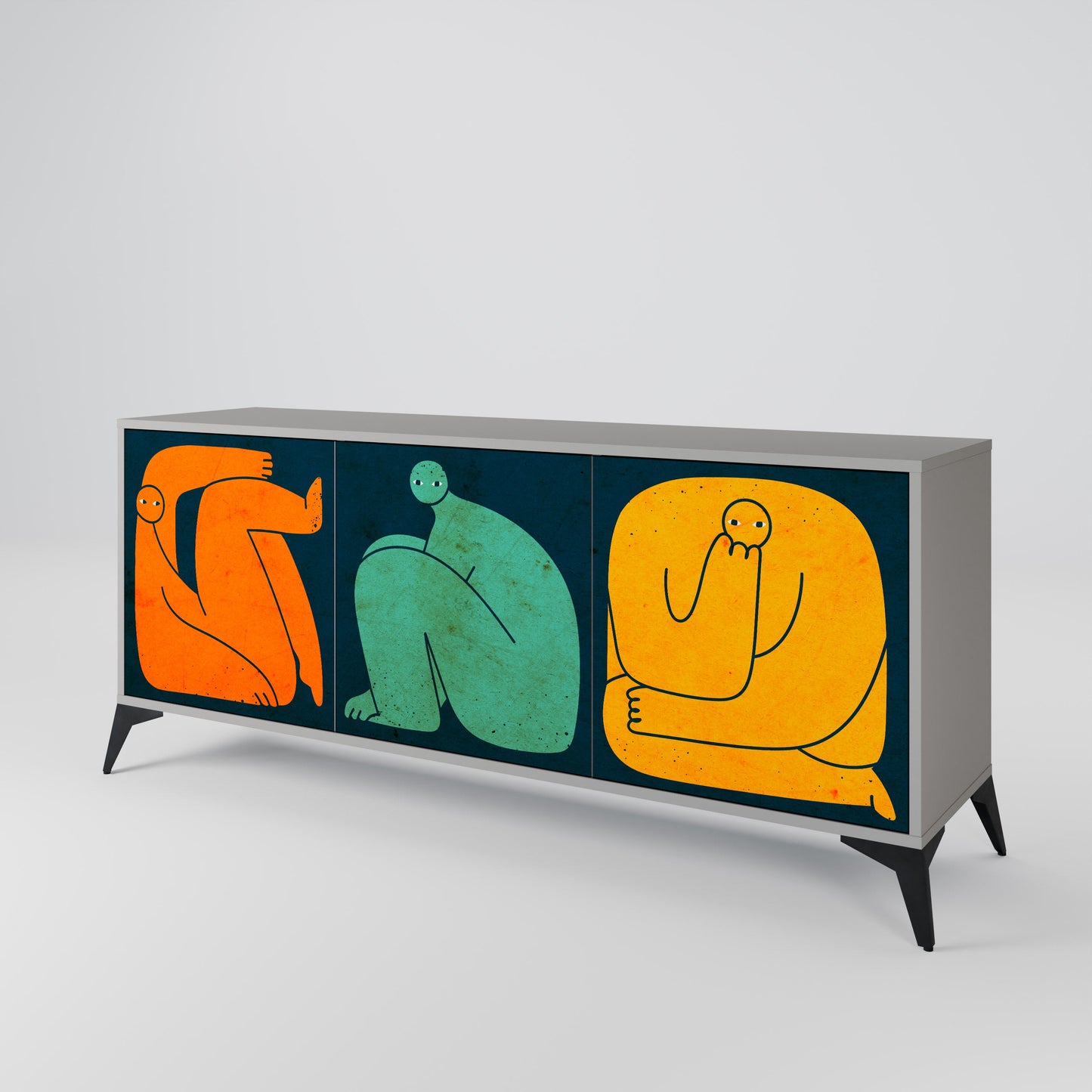 TOGETHER BUT SEPARATELY 3-Door Sideboard in Grey Finish