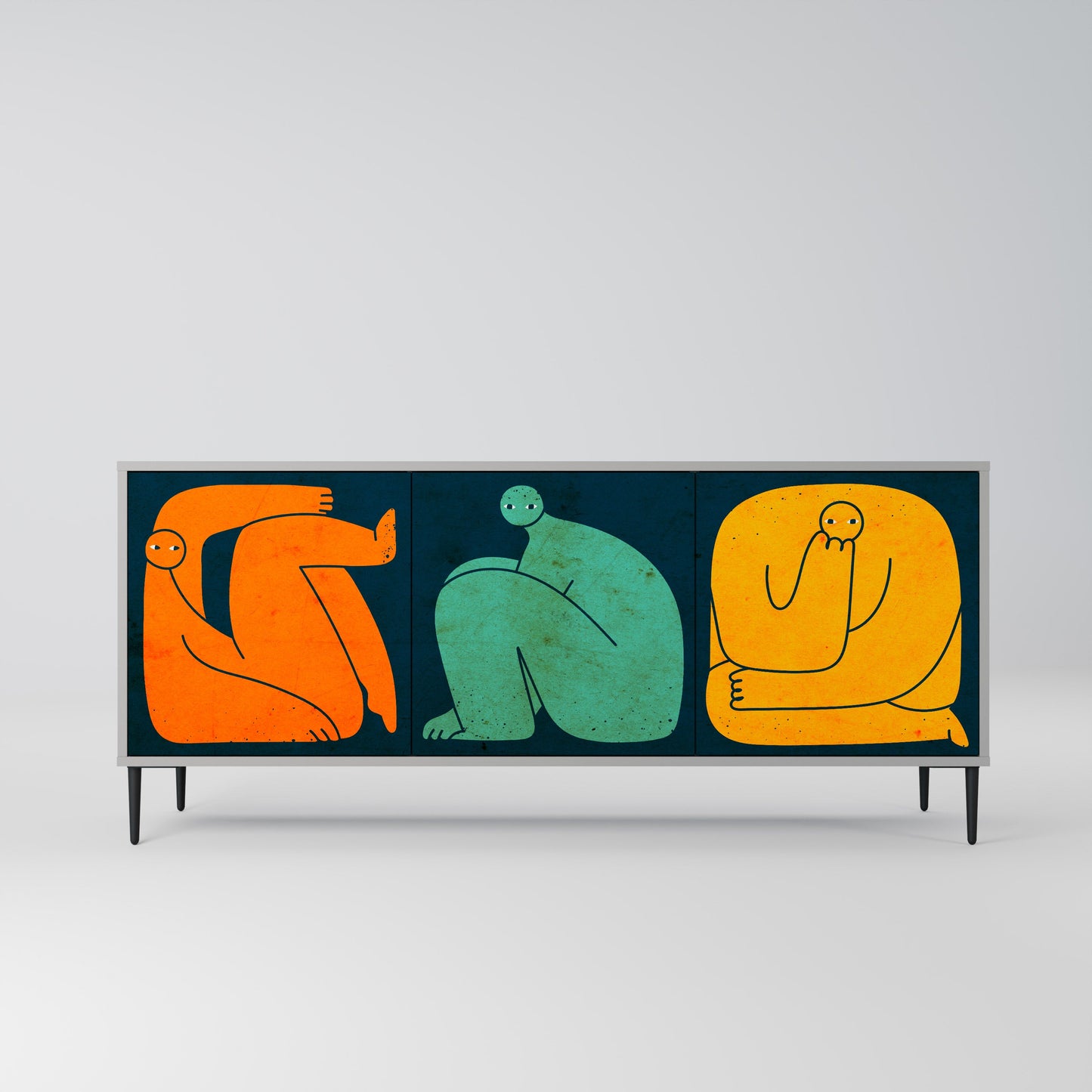 TOGETHER BUT SEPARATELY 3-Door Sideboard in Grey Finish