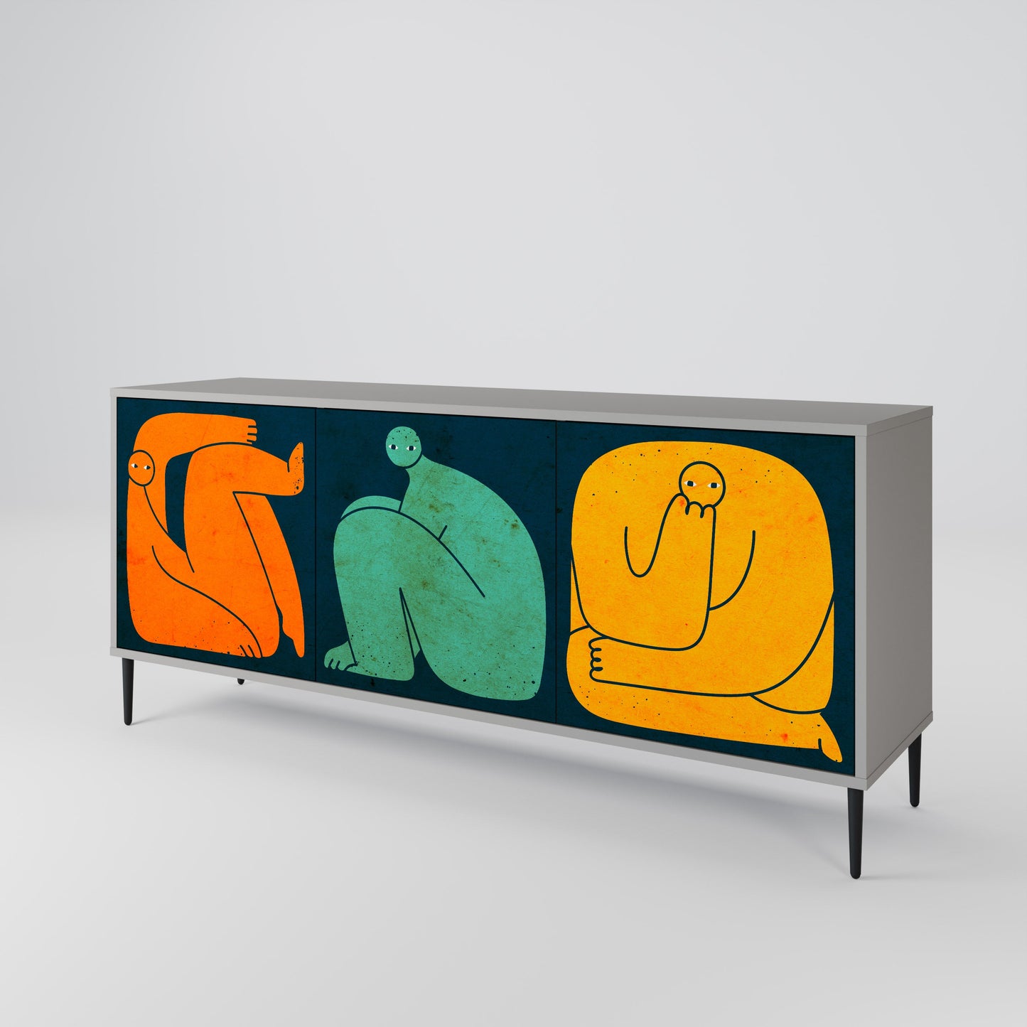 TOGETHER BUT SEPARATELY 3-Door Sideboard in Grey Finish
