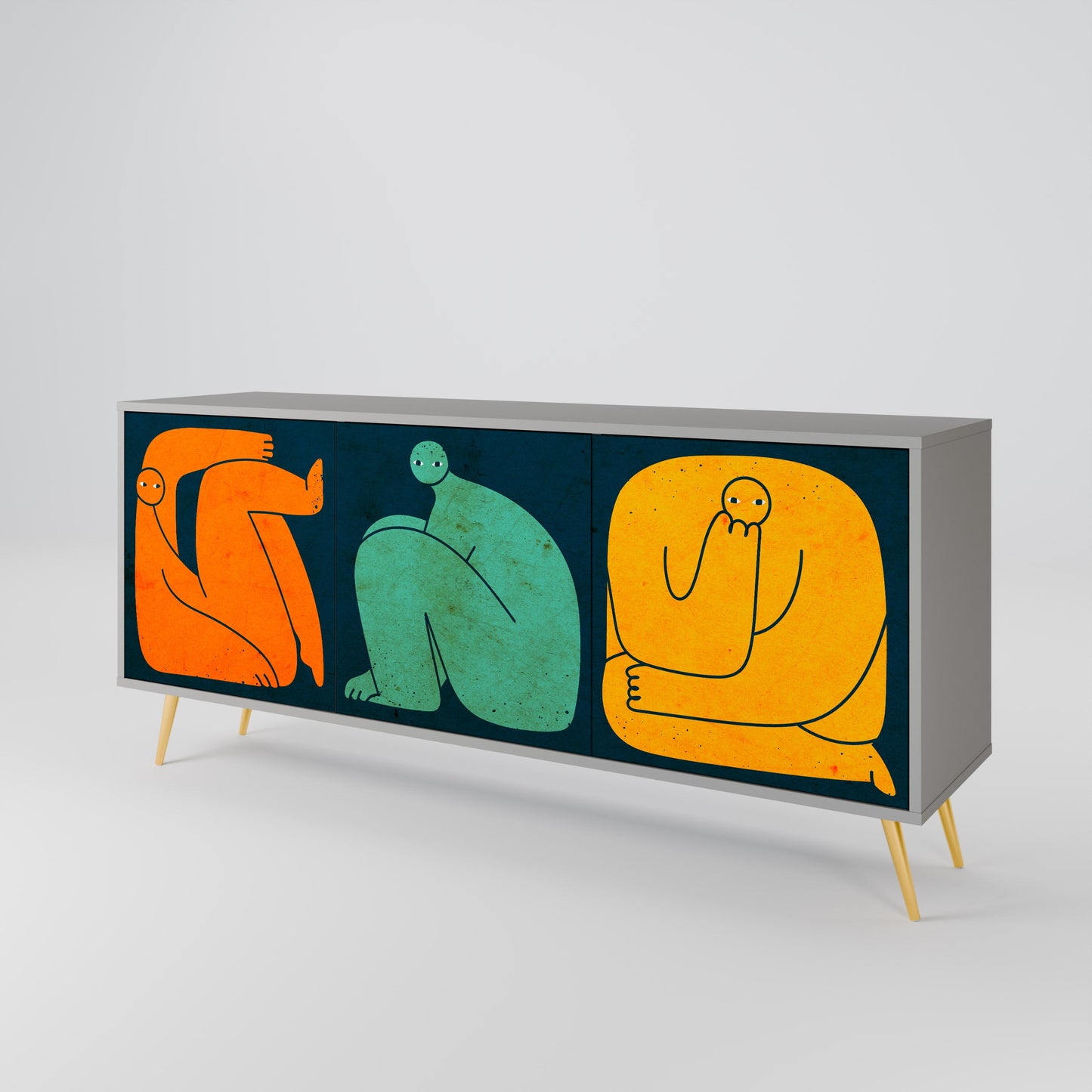 TOGETHER BUT SEPARATELY 3-Door Sideboard in Grey Finish