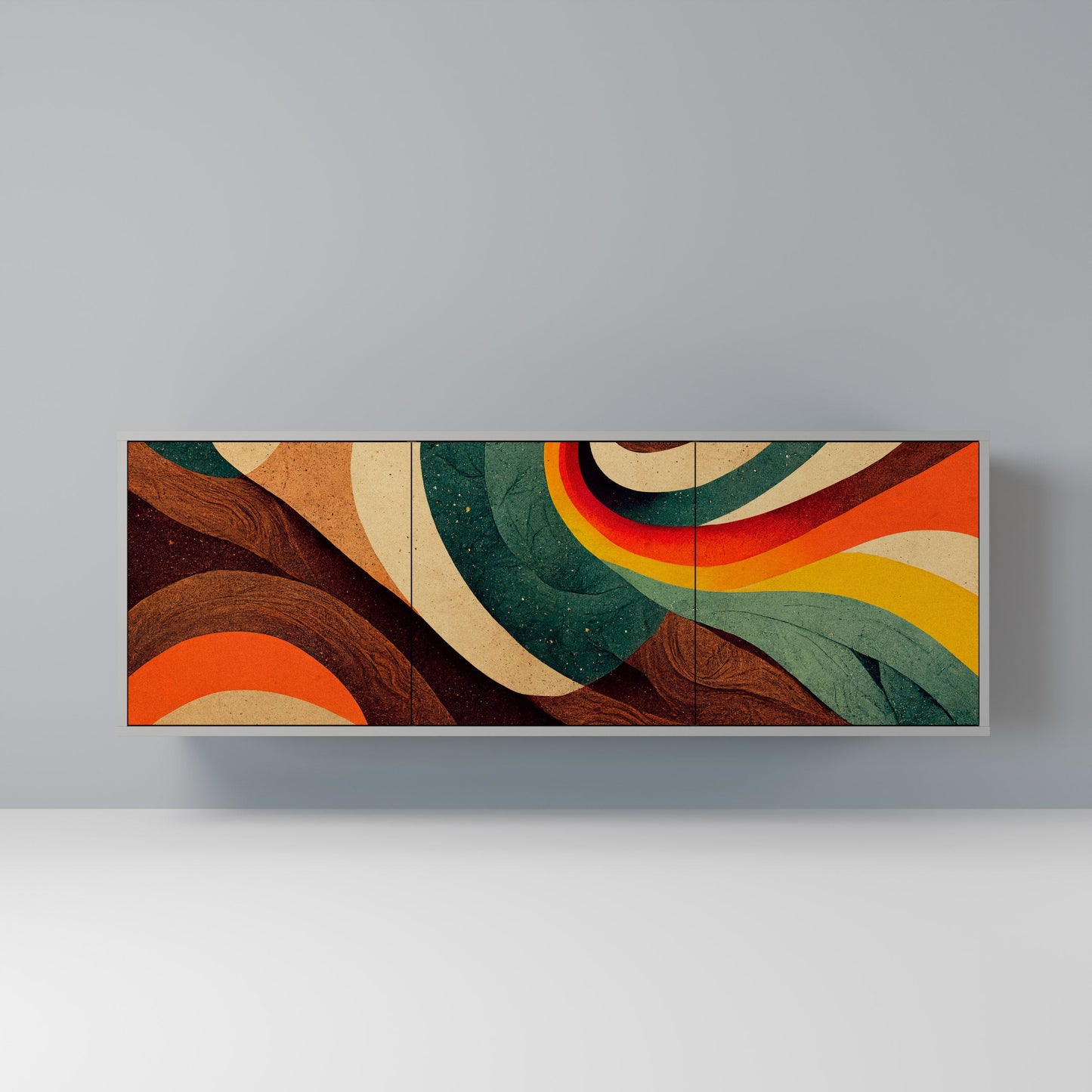 COLORFUL STRANDS 3-Door Sideboard in Grey Finish