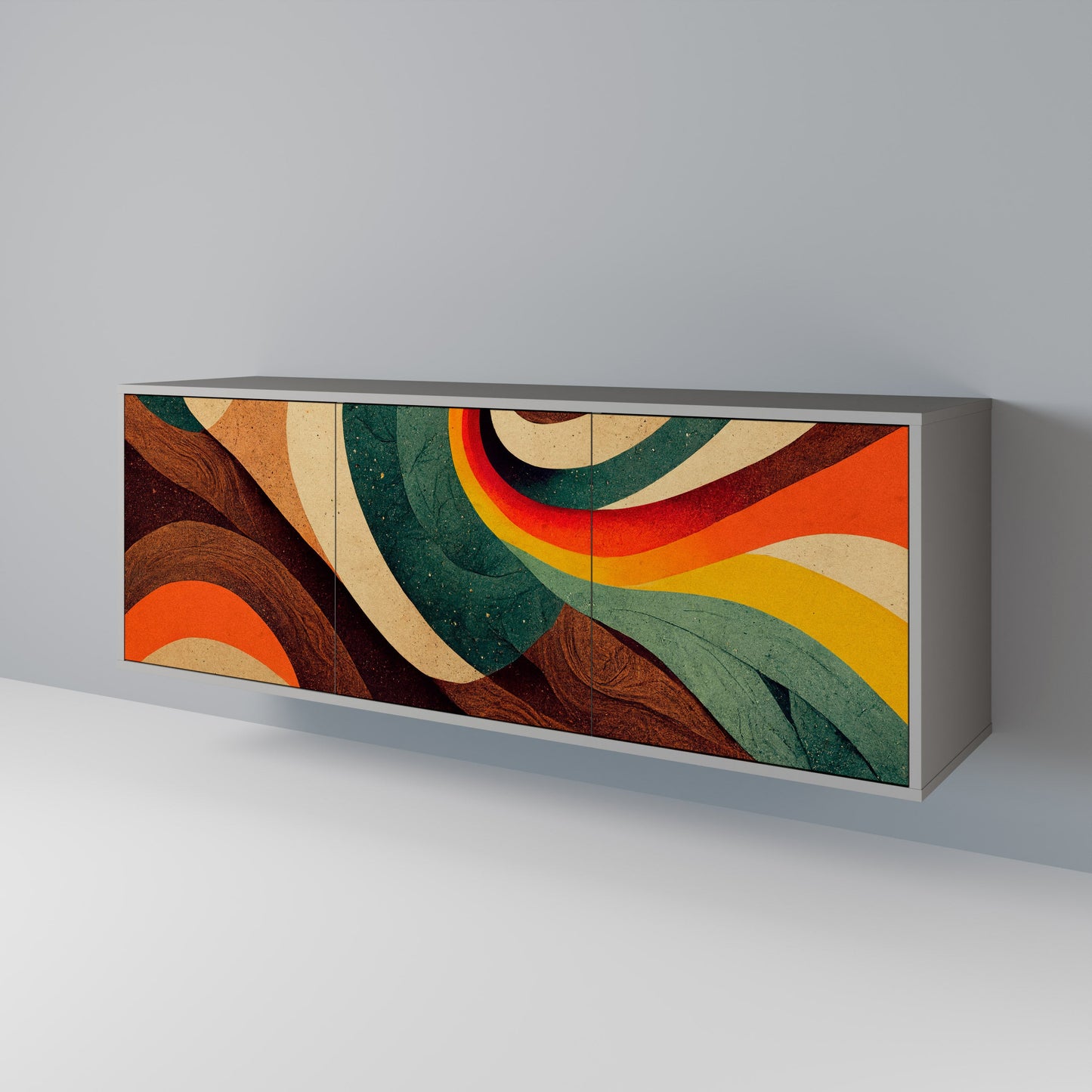COLORFUL STRANDS 3-Door Sideboard in Grey Finish
