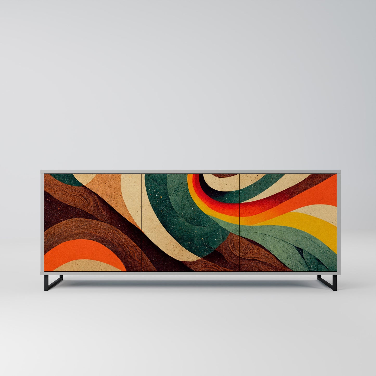 COLORFUL STRANDS 3-Door Sideboard in Grey Finish