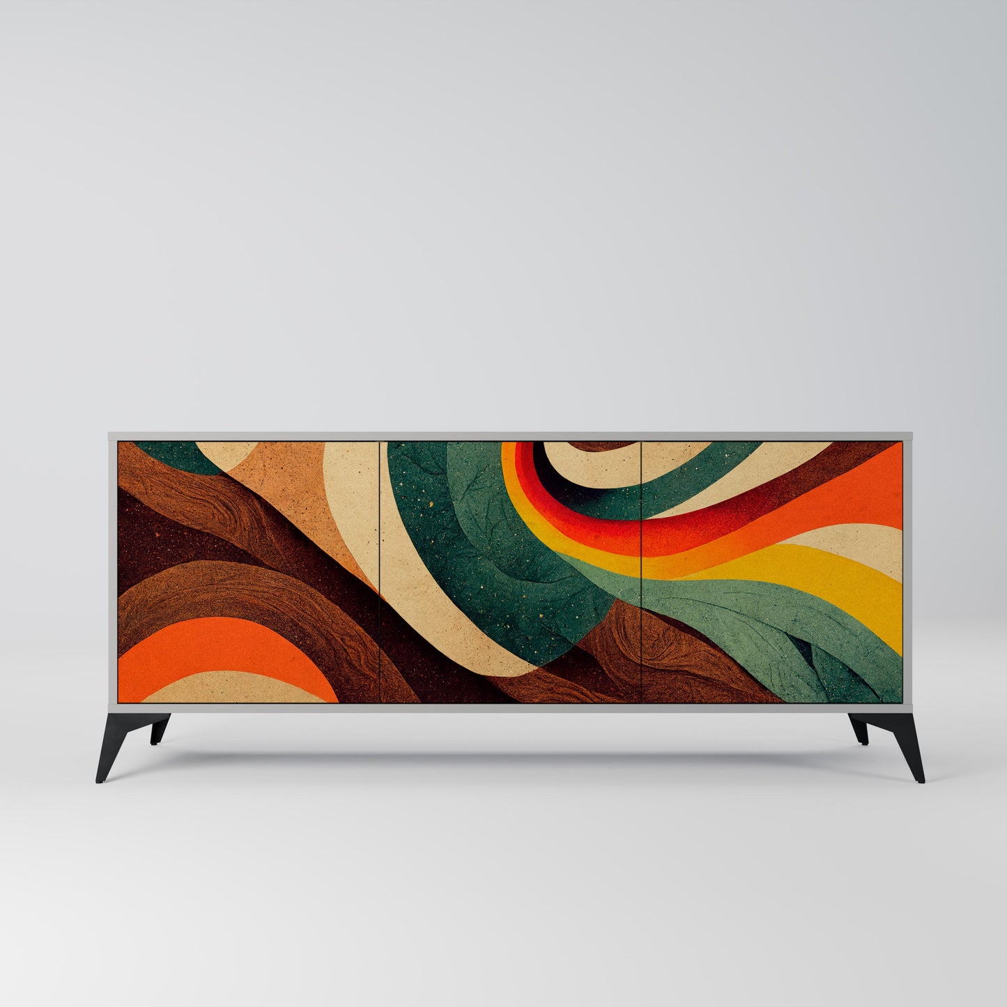 COLORFUL STRANDS 3-Door Sideboard in Grey Finish