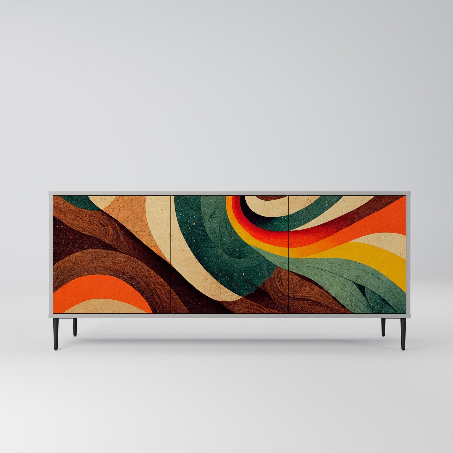 COLORFUL STRANDS 3-Door Sideboard in Grey Finish