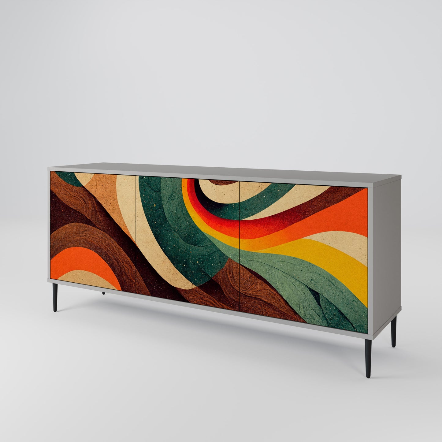 COLORFUL STRANDS 3-Door Sideboard in Grey Finish